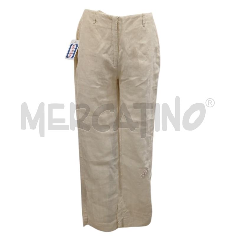 PANTALONE DONNA LE COLONIAL CREMA IN LINO | Mercatino dell'Usato Salerno fratte 1