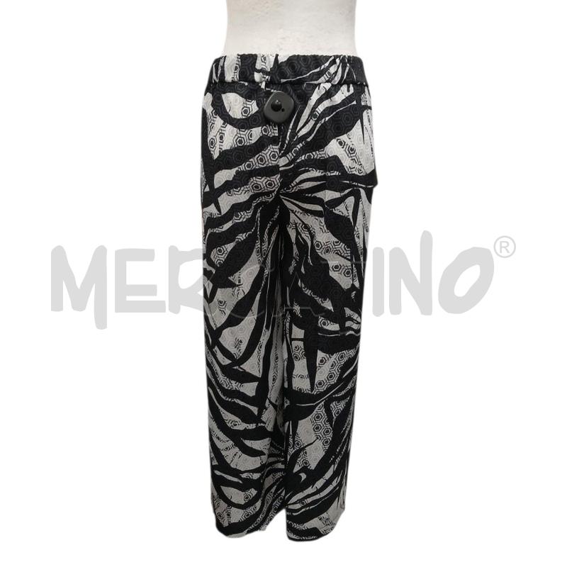 PANTALONE DONNA ROMI-HO BIANCO NERO ELASTICIZZATO  | Mercatino dell'Usato Salerno fratte 2