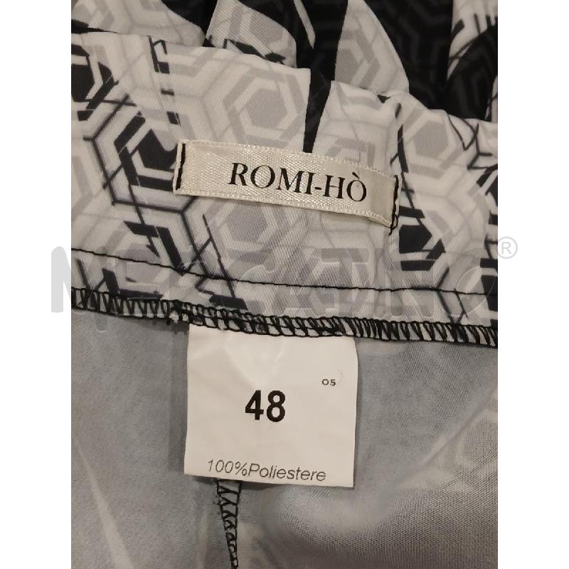 PANTALONE DONNA ROMI-HO BIANCO NERO ELASTICIZZATO  | Mercatino dell'Usato Salerno fratte 3