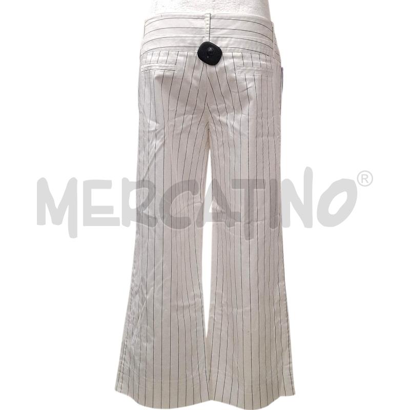 PANTALONE DONNA TALCO MOD. A PALAZZO  BIANCO RIGHE NERE COTONE | Mercatino dell'Usato Salerno fratte 2
