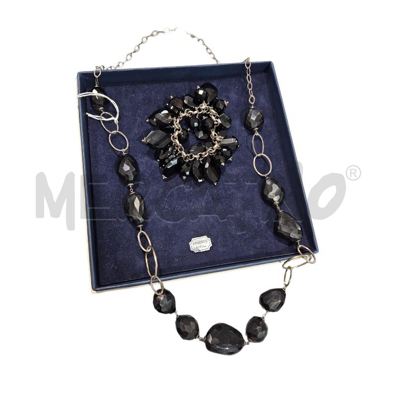 PARURE COLLANA + BRACCLIARE A PIETRE NERE | Mercatino dell'Usato Salerno fratte 1