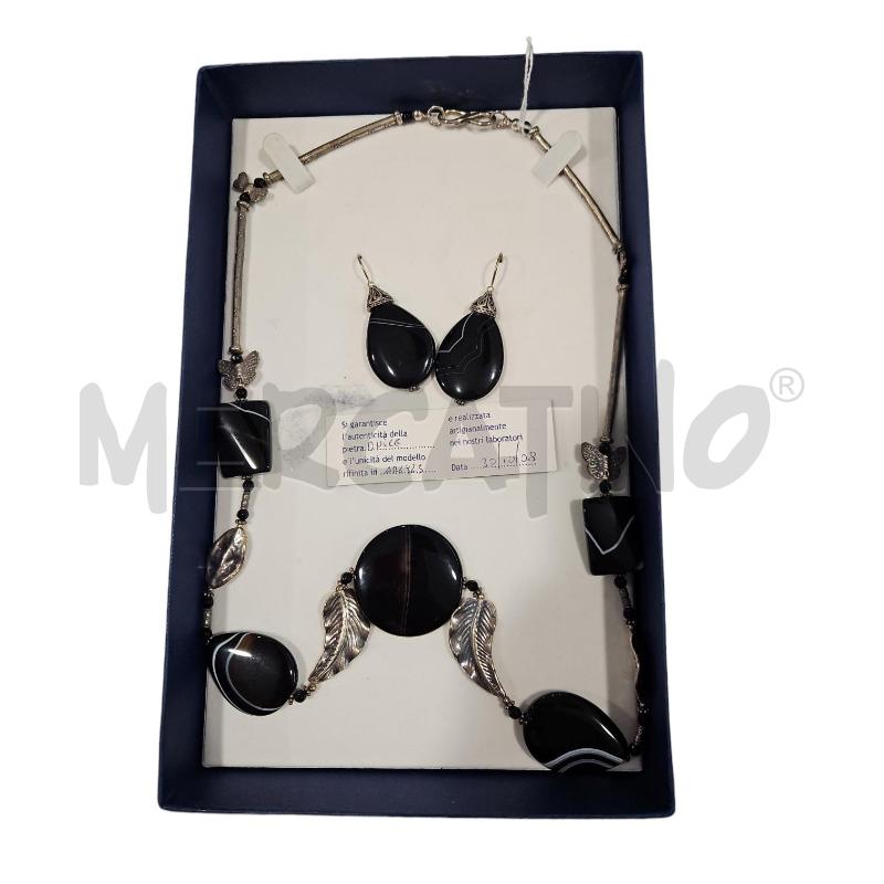 PARURE COLLANA + ORECCHINI A PIETRE NERE | Mercatino dell'Usato Salerno fratte 1