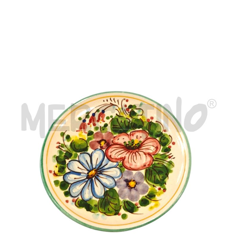PIATTINO AVALLONE VIETRI FIORI ROSA BLU 18 CM  | Mercatino dell'Usato Salerno fratte 1