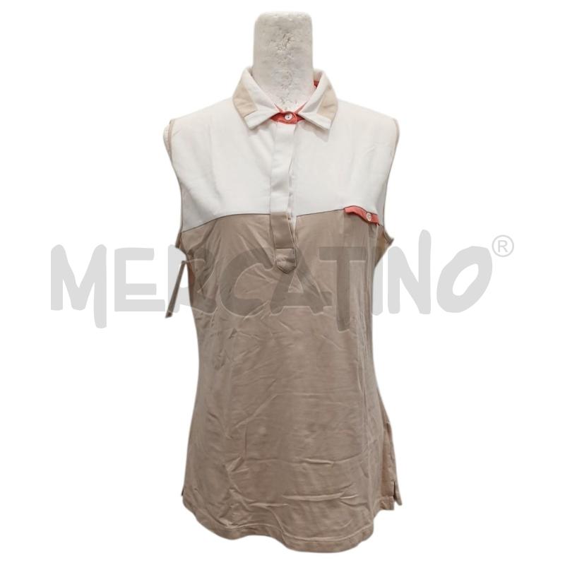 POLO DONNA CERRUTI BIANCA BEIGE A CANOTTA | Mercatino dell'Usato Salerno fratte 1