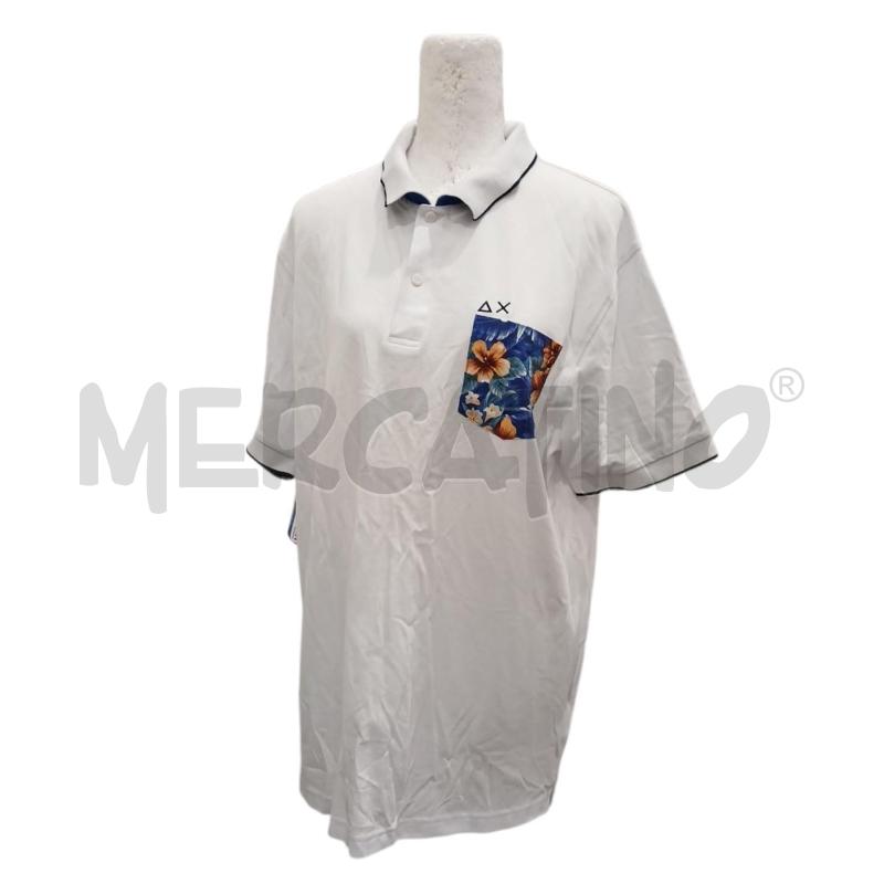 POLO UOMO SUN 68 BIANCA RICHIAMI AZZURRI BLU | Mercatino dell'Usato Salerno fratte 1
