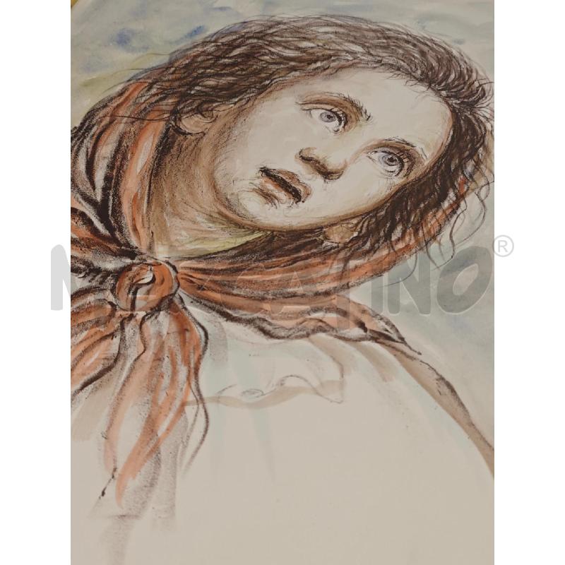 QUADRO ALFONSO GRASSI 65X45 DONNA CON FOULARD | Mercatino dell'Usato Salerno fratte 3