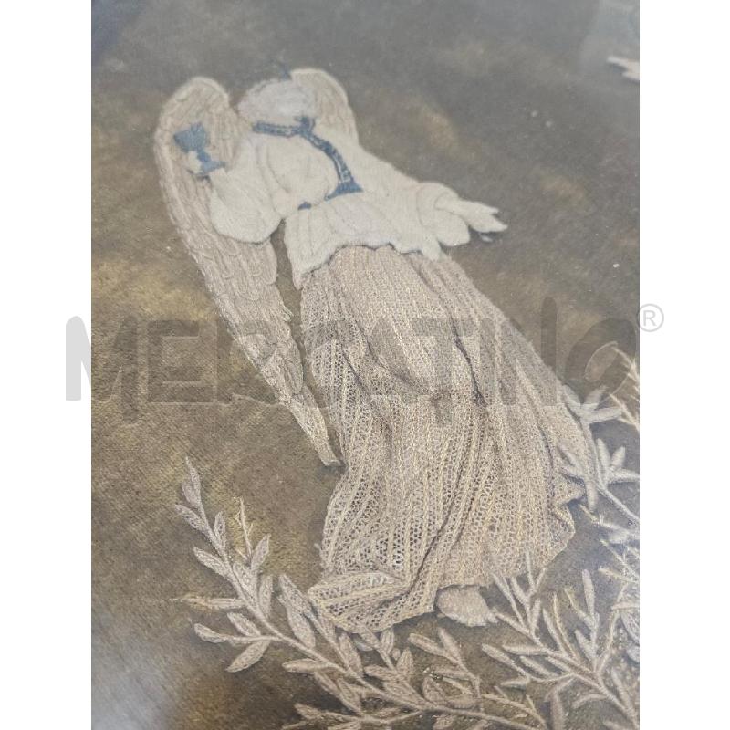 QUADRO ARAZZO OVALE RICAMATO GESÙ E L'ANGELO VINTAGE CORNICE DA RIVEDERE | Mercatino dell'Usato Salerno fratte 2