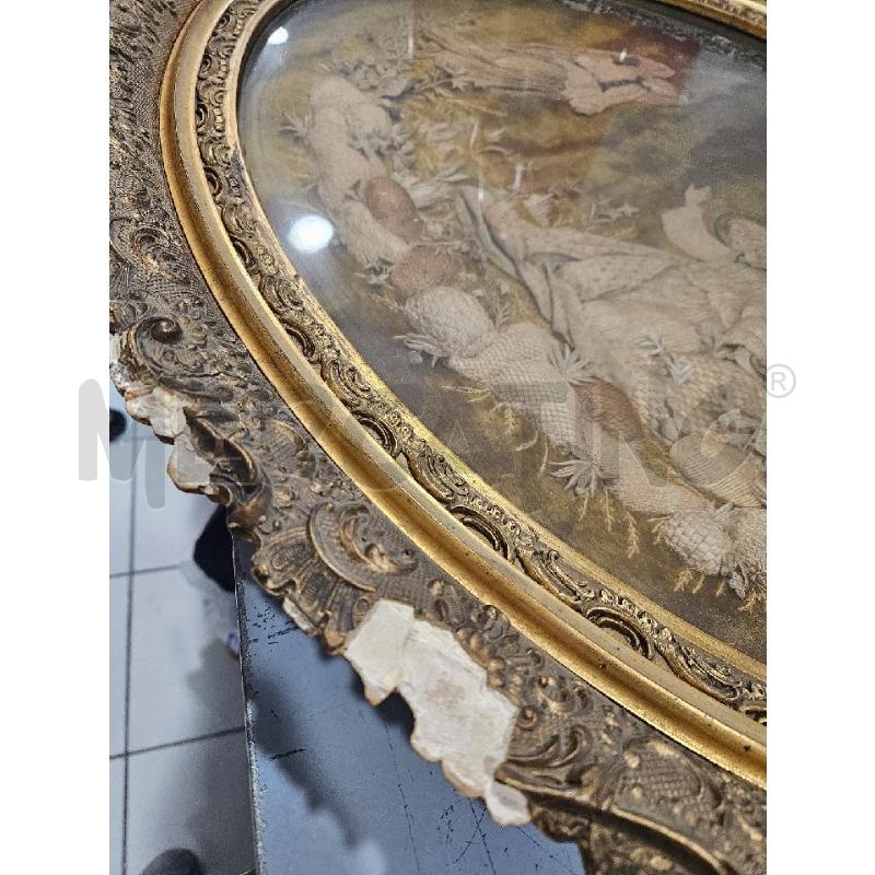 QUADRO ARAZZO OVALE RICAMATO GESÙ E L'ANGELO VINTAGE CORNICE DA RIVEDERE | Mercatino dell'Usato Salerno fratte 3