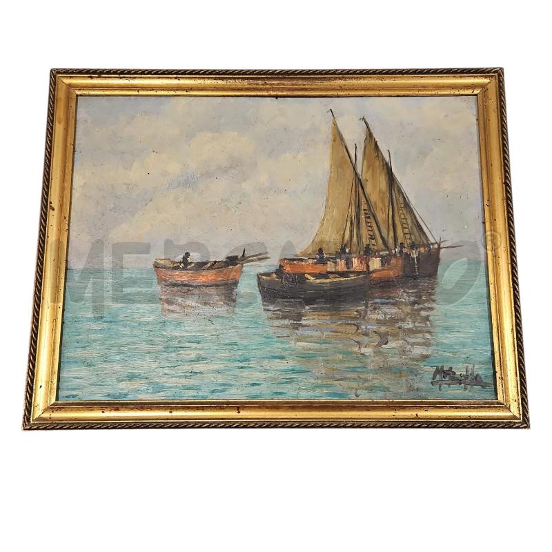 QUADRO MARIO BOFFA BARCHE 44 X 34  | Mercatino dell'Usato Salerno fratte 1