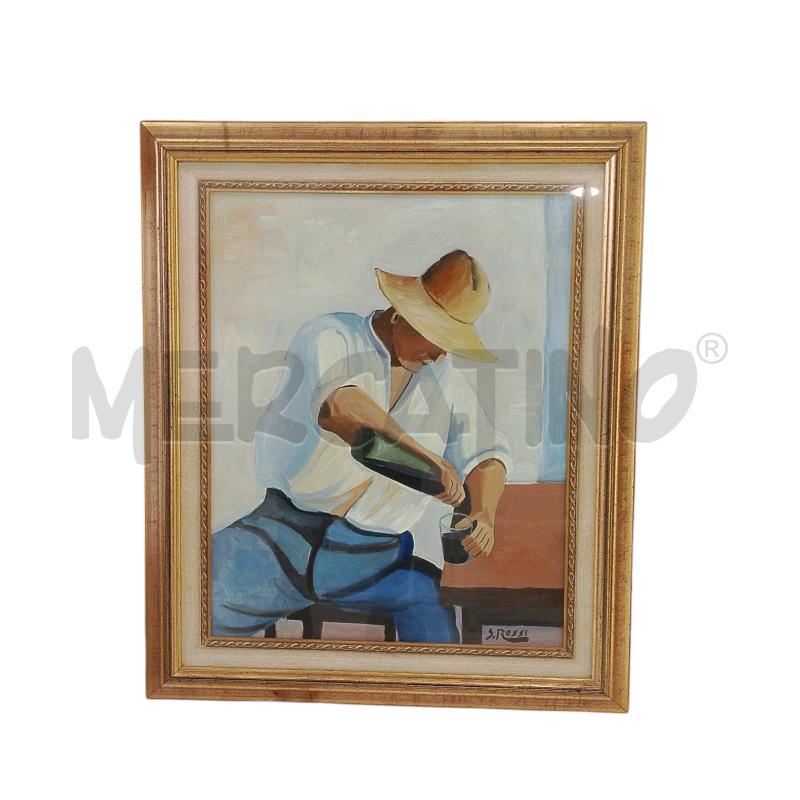 QUADRO UOMO CON FIASCO 50X40 | Mercatino dell'Usato Salerno fratte 1