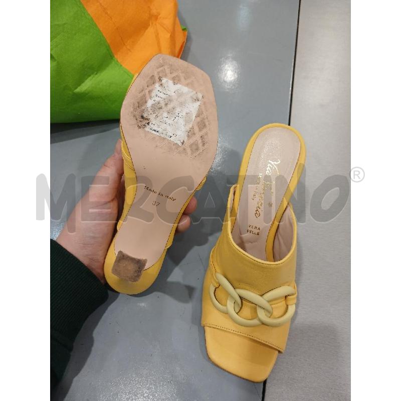 SANDALI DONNA VIA VENEZIA GIALLI IN PELLE | Mercatino dell'Usato Salerno fratte 5