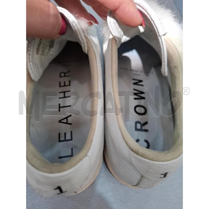 SCARPE DONNA LEATHER CROWN IN PELLE BIANCHE CHIUSURA PELLICCIA | Mercatino dell'Usato Salerno fratte 3