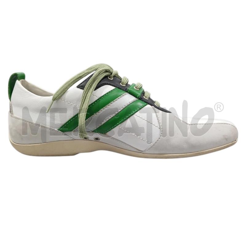 SCARPE UOMO ZEGNA BIANCHE RICH. VERDI MIS. 40.5/41 | Mercatino dell'Usato Salerno fratte 1
