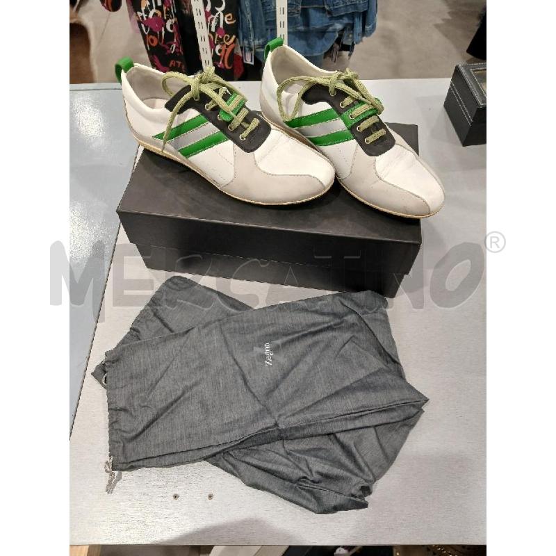 SCARPE UOMO ZEGNA BIANCHE RICH. VERDI MIS. 40.5/41 | Mercatino dell'Usato Salerno fratte 5