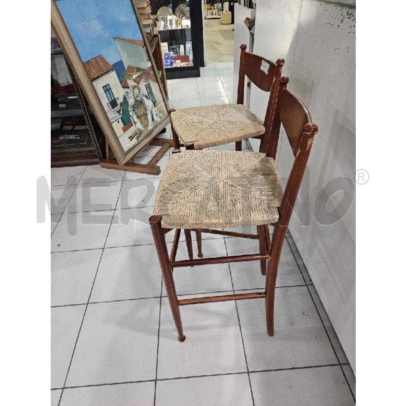 SEDIE PZ. 2 LEGNO MASSELLO PAGLIA ALTE SGABELLI | Mercatino dell'Usato Salerno fratte 2