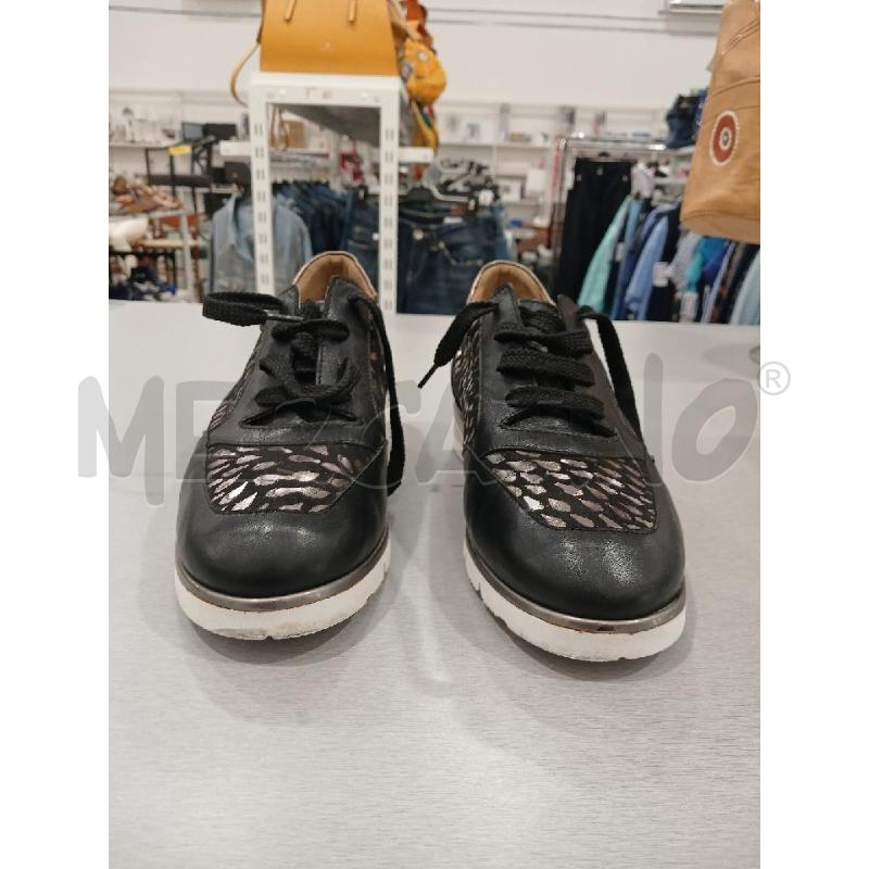 SNEAKERS DONNA CESARE DIOMEDI IN PELLE BASE NERA INSERTI METALLIZZATI N.37 | Mercatino dell'Usato Salerno fratte 2