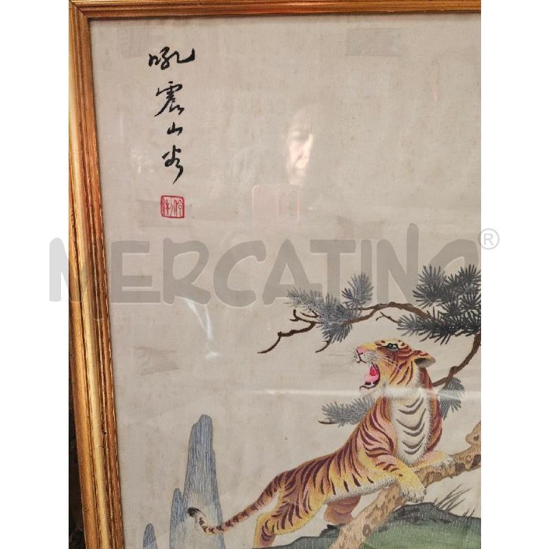 STAMPA CINESE TIGRE SU SETA | Mercatino dell'Usato Salerno fratte 2