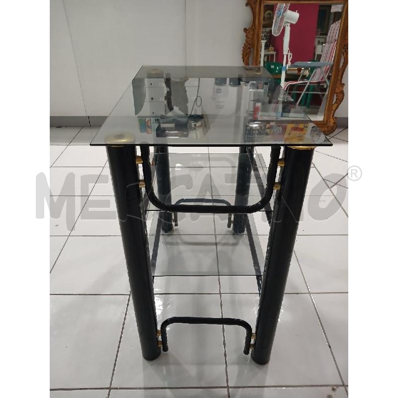 TAVOLINO VETRO FUMÈ E GAMBE METALLO NERE DESIGN BAMBOO | Mercatino dell'Usato Salerno fratte 4