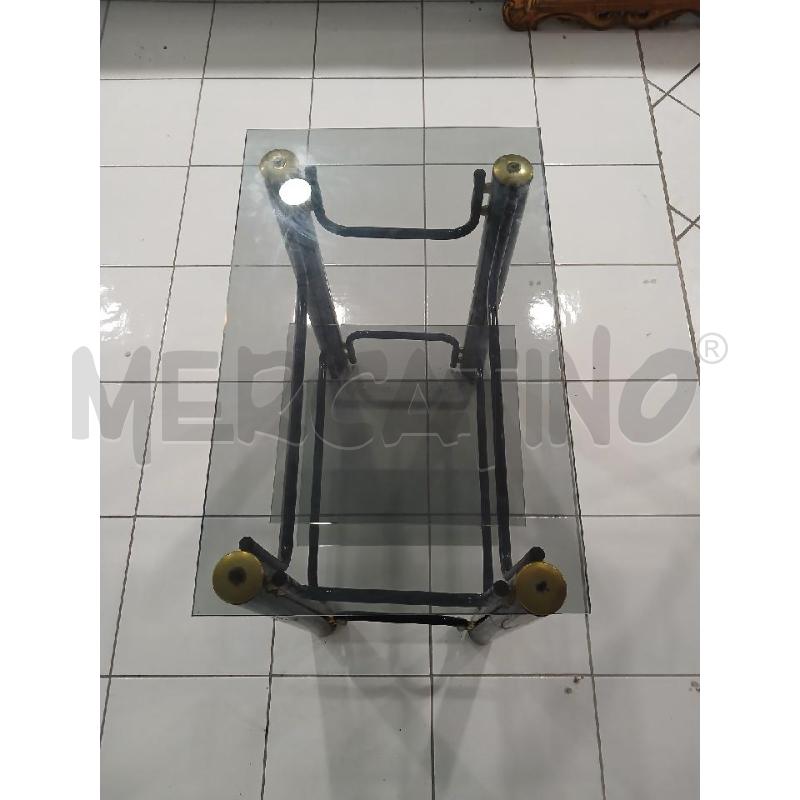 TAVOLINO VETRO FUMÈ E GAMBE METALLO NERE DESIGN BAMBOO | Mercatino dell'Usato Salerno fratte 5