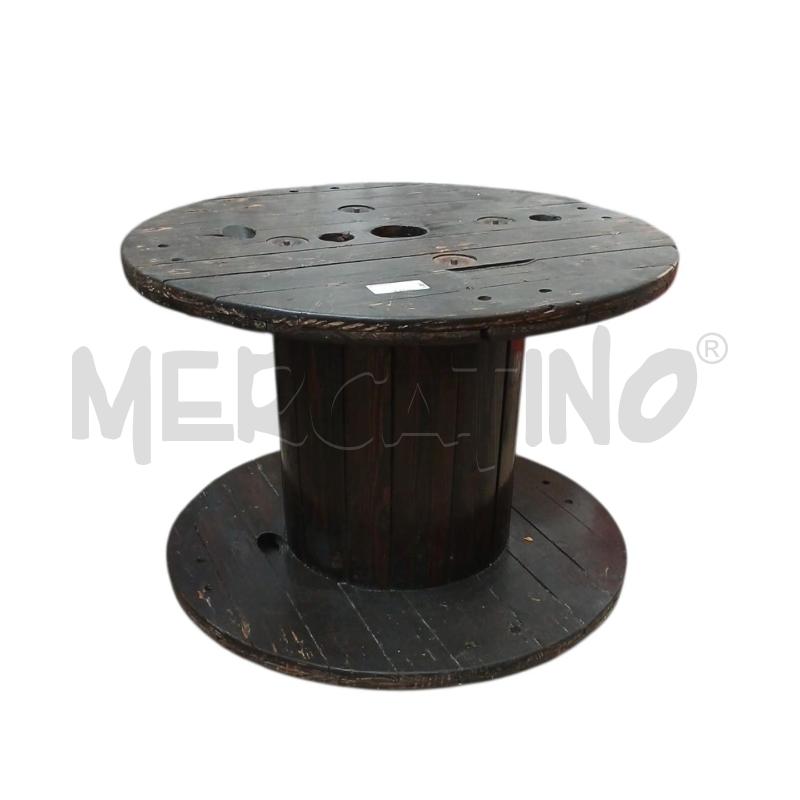 TAVOLO BOBINA STILE INDUSTRIAL LEGNO SCURO ROTONDO BASSO  | Mercatino dell'Usato Salerno fratte 1