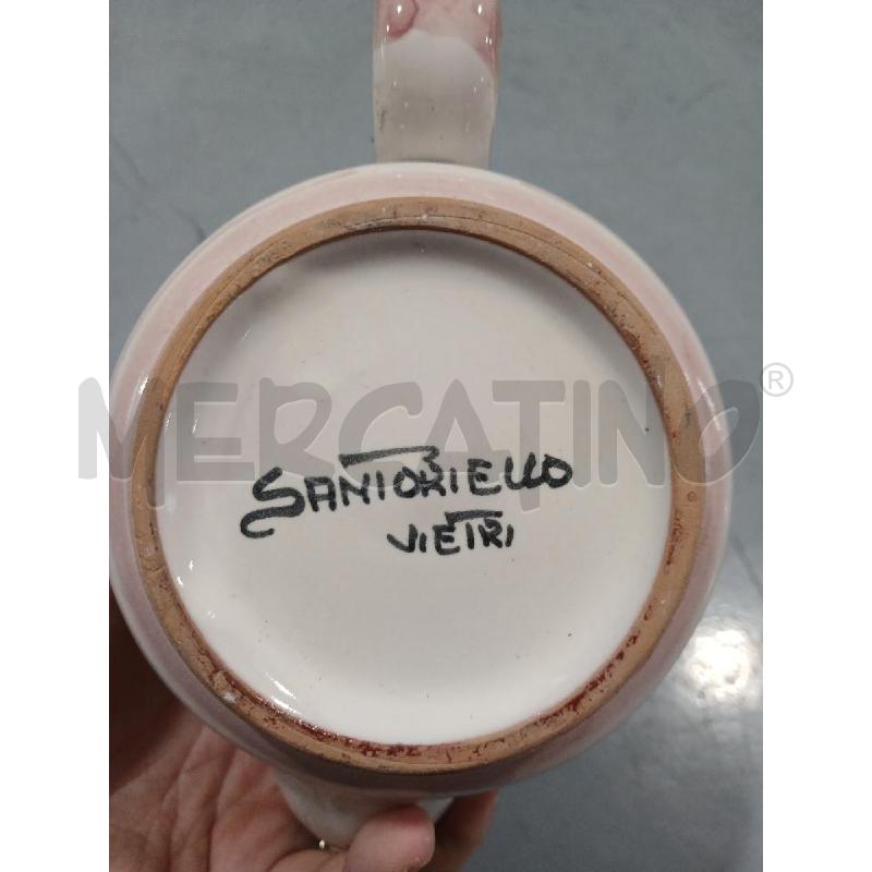 TEIERA CERAMICA SANTORIELLO VIETRI BIANCA FIORI ROSA | Mercatino dell'Usato Salerno fratte 3