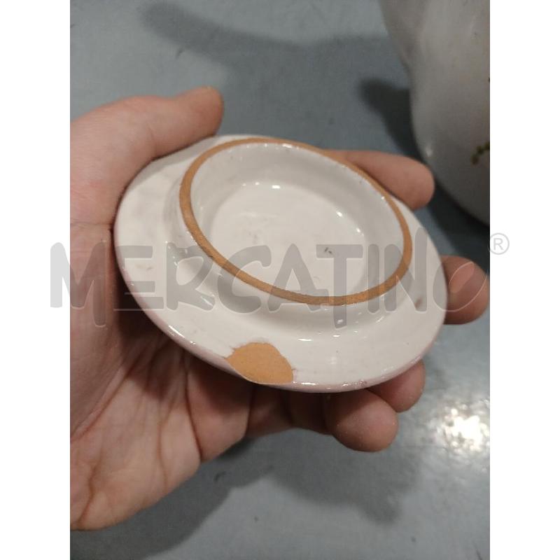 TEIERA CERAMICA SANTORIELLO VIETRI BIANCA FIORI ROSA | Mercatino dell'Usato Salerno fratte 4