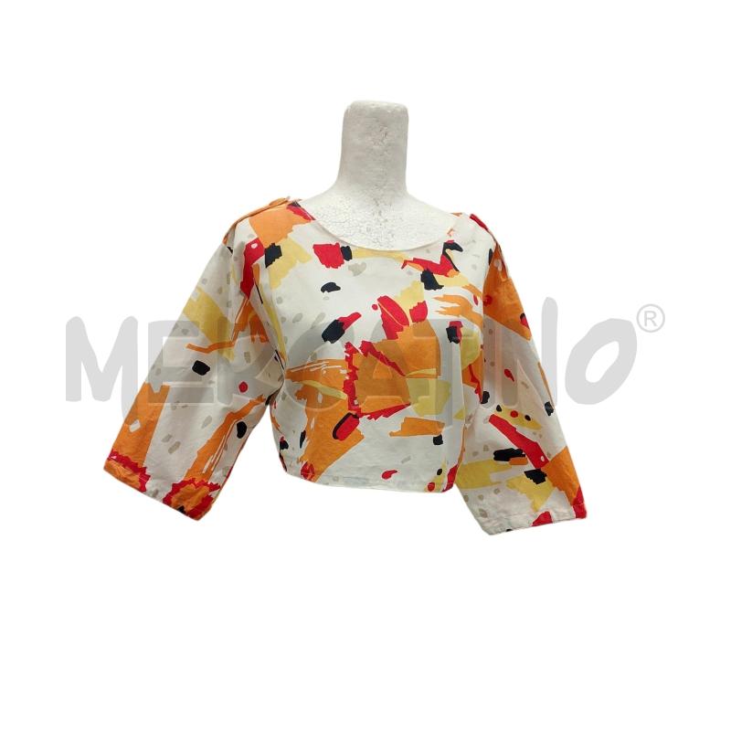 TOP ESPRIT CROP BIANCO FAN ARANCIO ROSSO NERO TG S | Mercatino dell'Usato Salerno fratte 1
