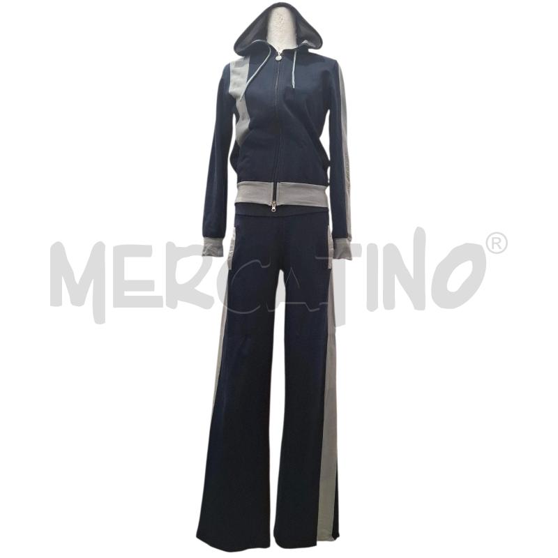 TUTA DONNA EA7 BLU NAVY BANDE LAT. GRIGIE COTONE | Mercatino dell'Usato Salerno fratte 1