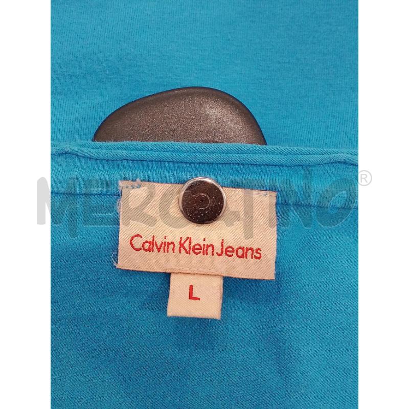 T SHIRT DONNA CALVIN KLEIN CELESTE TG.L | Mercatino dell'Usato Salerno fratte 3