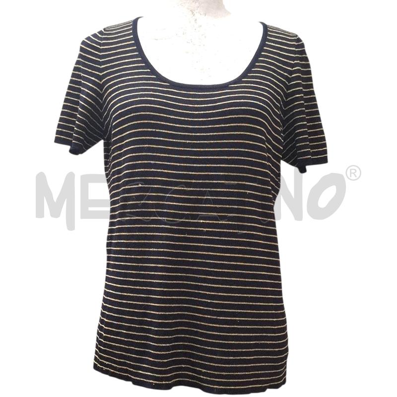 T SHIRT DONNA LUISA SPAGNOLI BLU RIGHE DORATE TG.L | Mercatino dell'Usato Salerno fratte 1