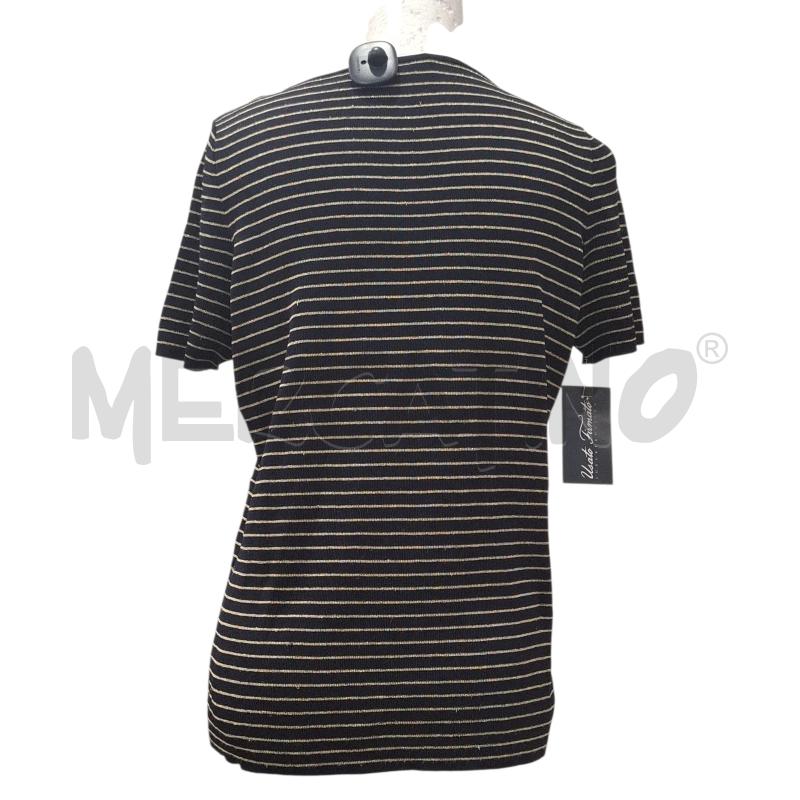 T SHIRT DONNA LUISA SPAGNOLI BLU RIGHE DORATE TG.L | Mercatino dell'Usato Salerno fratte 2