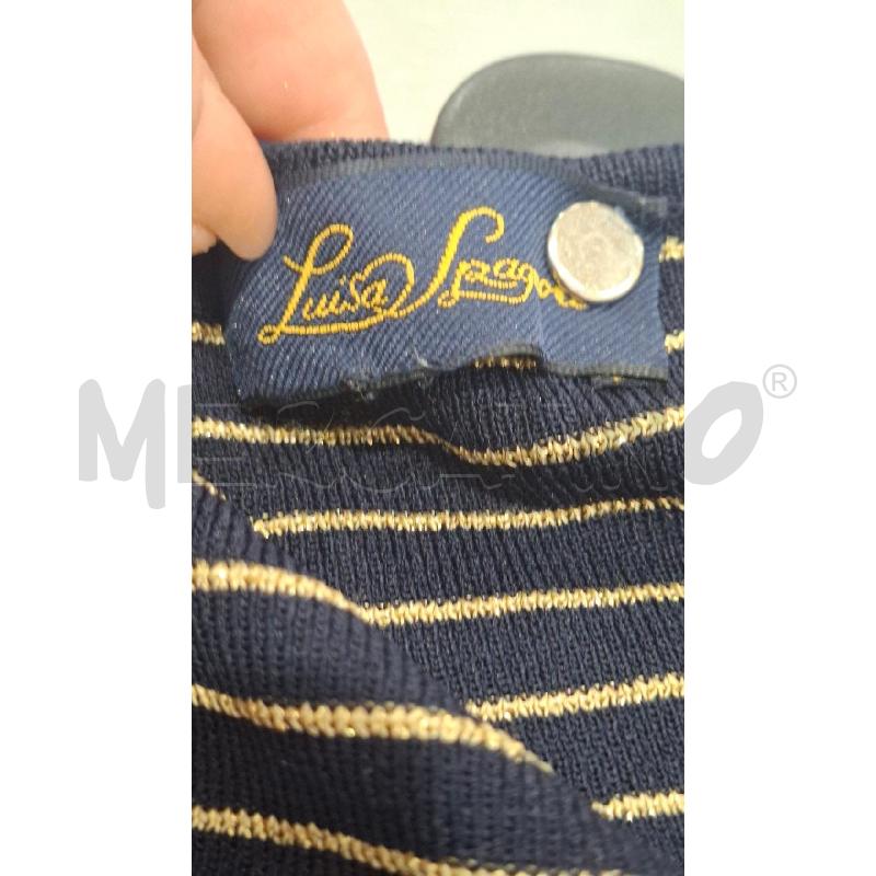 T SHIRT DONNA LUISA SPAGNOLI BLU RIGHE DORATE TG.L | Mercatino dell'Usato Salerno fratte 3