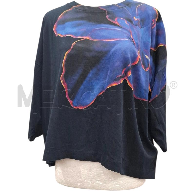 T SHIRT DONNA MARCELO BURLON NERA FIORE DIS | Mercatino dell'Usato Salerno fratte 1