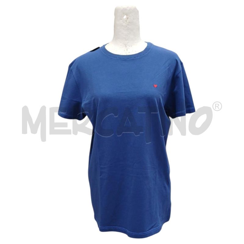 T SHIRT DONNA MOSCHINO UNDERWEAR BLU CUORICINO ROSSO | Mercatino dell'Usato Salerno fratte 1