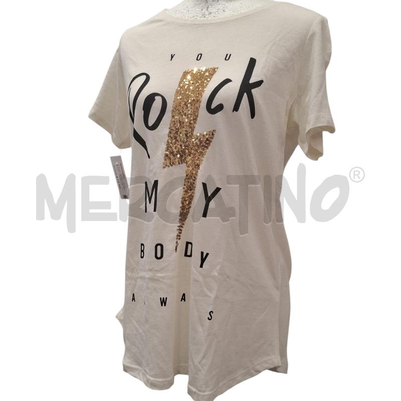 T SHIRT DONNA PEPPER & MINT COLOR CREMA ROCK CARTELLINATA | Mercatino dell'Usato Salerno fratte 1