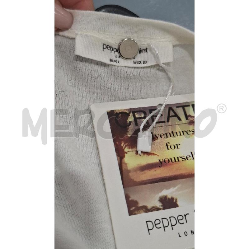 T SHIRT DONNA PEPPER & MINT COLOR CREMA ROCK CARTELLINATA | Mercatino dell'Usato Salerno fratte 3