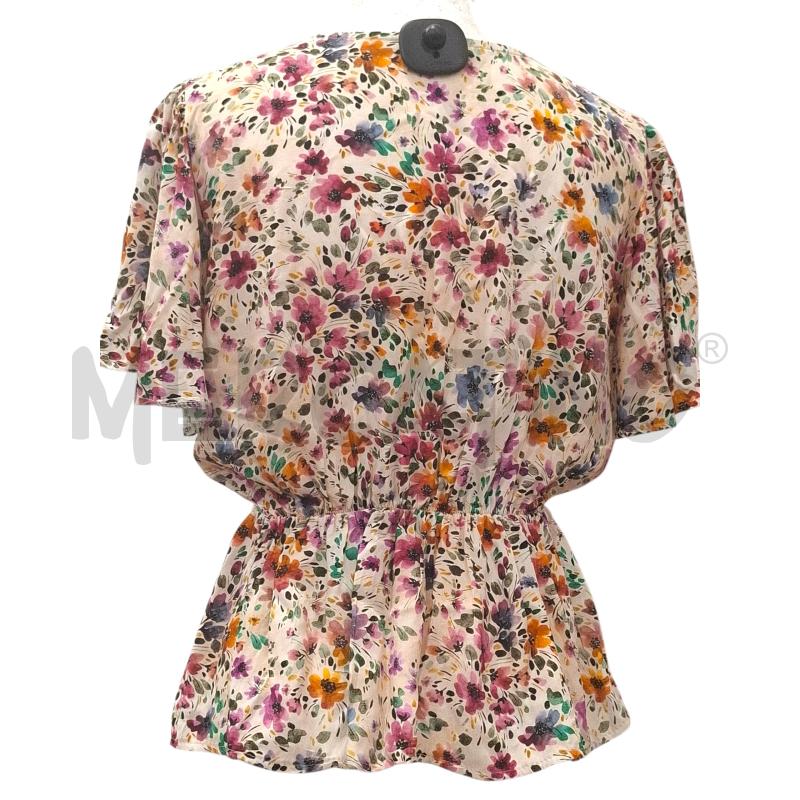 T SHIRT DONNA TALCO SCOLLO A V BEIGE FANT. FIORI | Mercatino dell'Usato Salerno fratte 2