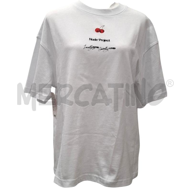 T SHIRT UNISEX NUDE PROJECT BIANCA DIS. CILIEGINA TG.S | Mercatino dell'Usato Salerno fratte 1
