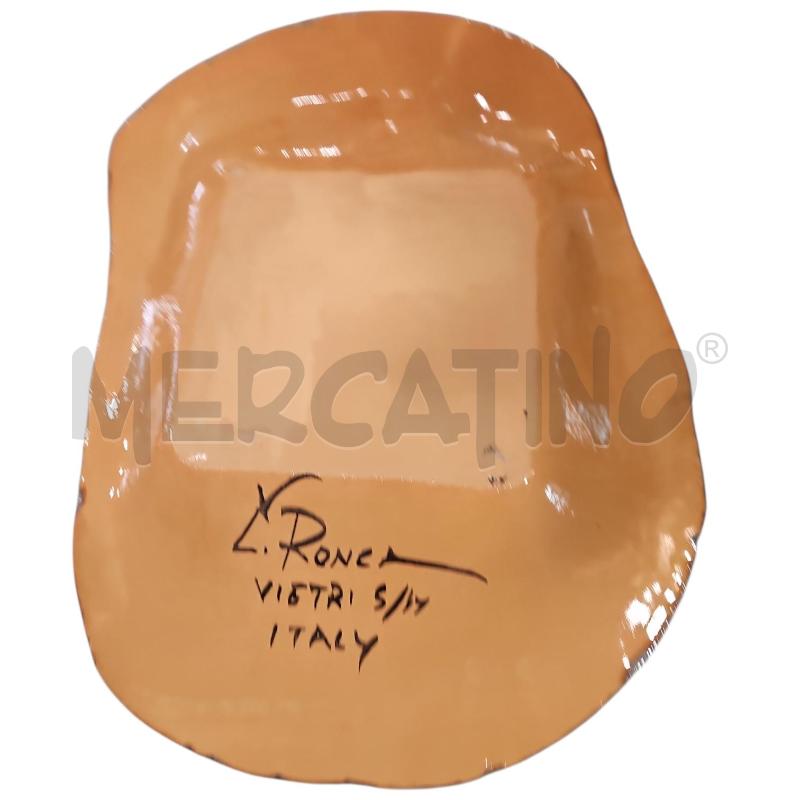 VASSOIO LUCIO RONCA CERAMICA SMALTATA VIETRESE 40 X 27 CM CIRCA  | Mercatino dell'Usato Salerno fratte 2