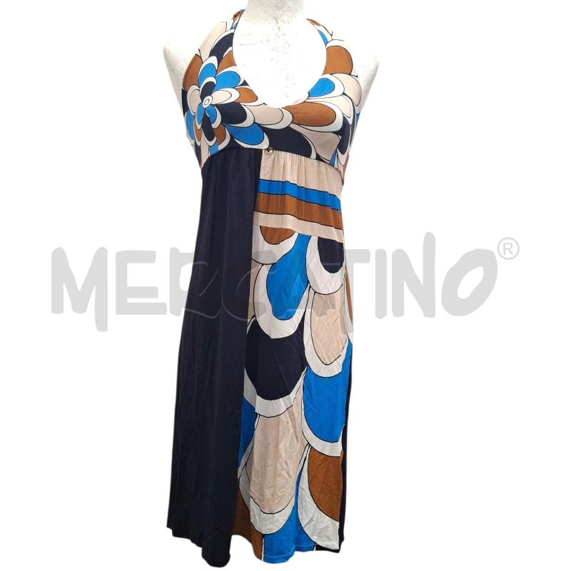 VESTITO DONNA 1 ONE BLU NAVY FANT BEIGE FIORI | Mercatino dell'Usato Salerno fratte 1