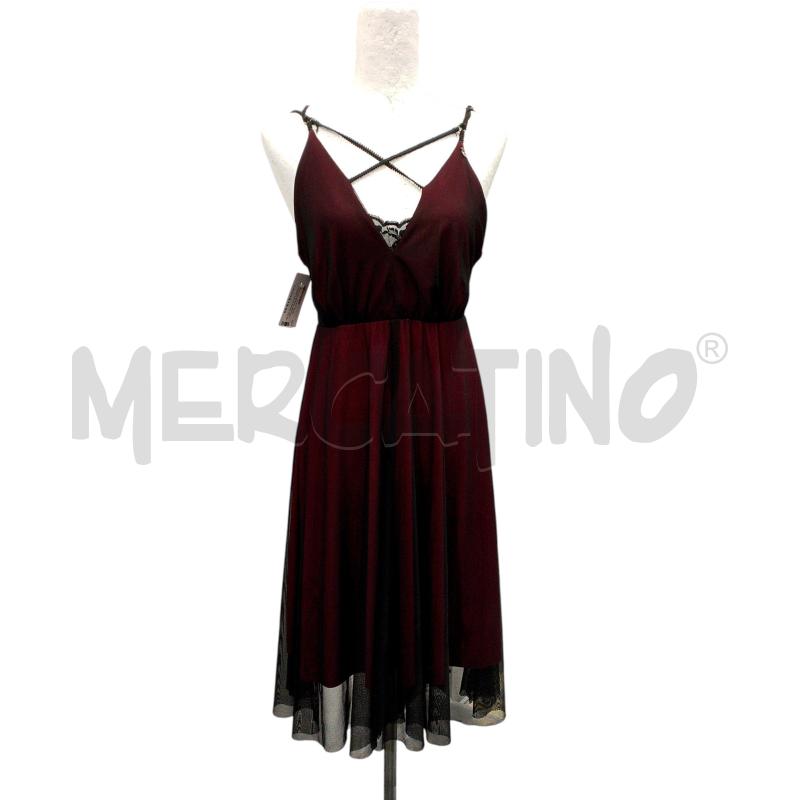 VESTITO DONNA ARTIGLI ROSSO VELO NERO SPALLINE TG 44 | Mercatino dell'Usato Salerno fratte 1