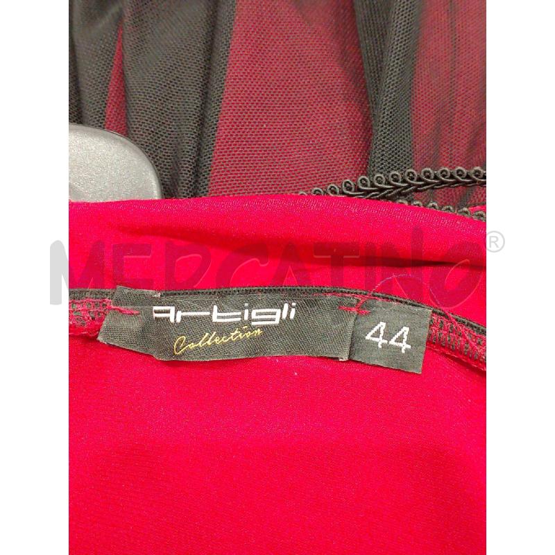 VESTITO DONNA ARTIGLI ROSSO VELO NERO SPALLINE TG 44 | Mercatino dell'Usato Salerno fratte 3