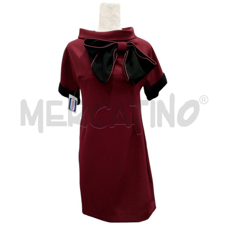 VESTITO DONNA BABYLON BORDEAU FIOCCO NERO | Mercatino dell'Usato Salerno fratte 1