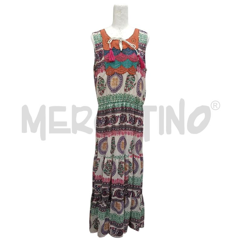 VESTITO DONNA CAMOMILLA BASE BIANCO FANT COLORATA VIOLA FUCSIA ARANCIO | Mercatino dell'Usato Salerno fratte 1