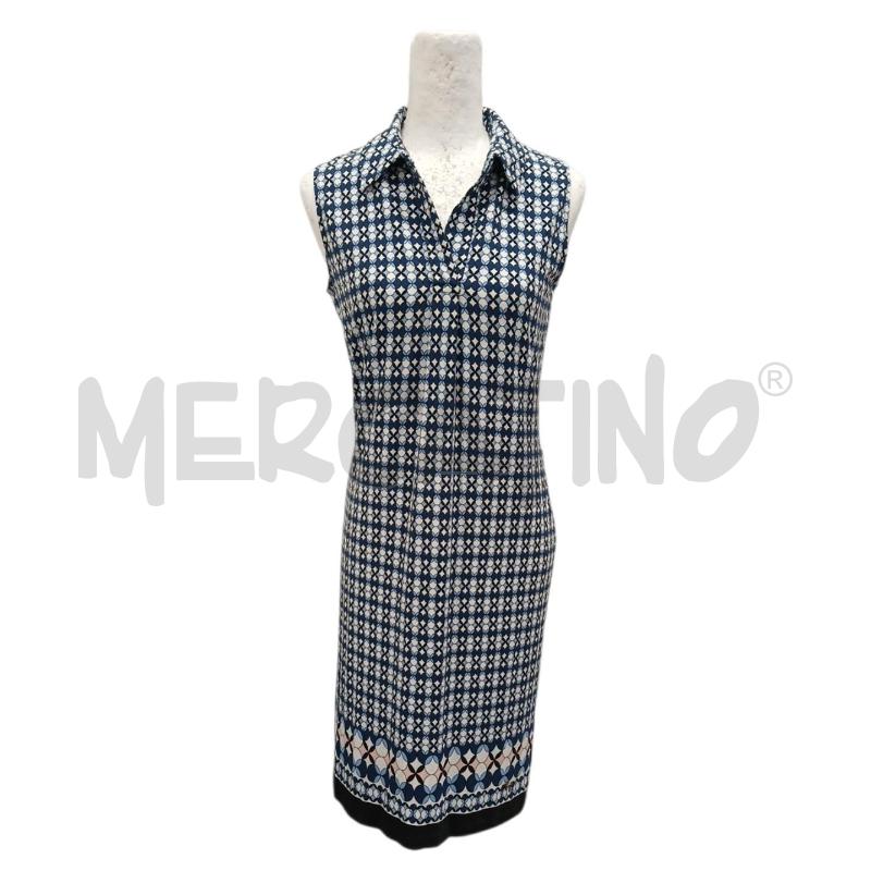 VESTITO DONNA CAMOMILLA FANTASIA GEOM. ORNAMENTALE BLU TURCHESE BIANCO | Mercatino dell'Usato Salerno fratte 1