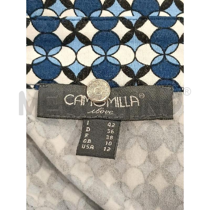 VESTITO DONNA CAMOMILLA FANTASIA GEOM. ORNAMENTALE BLU TURCHESE BIANCO | Mercatino dell'Usato Salerno fratte 3
