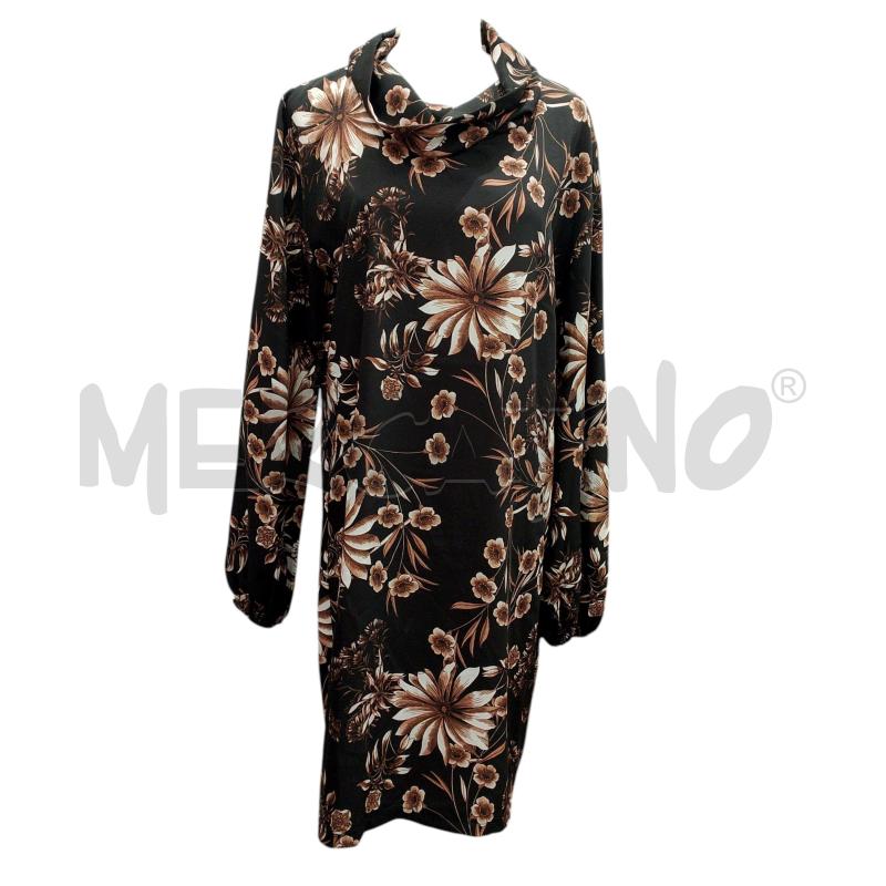 VESTITO DONNA GIORGIA & JOHNS BASE NERA FANT. FIORI MARRONI | Mercatino dell'Usato Salerno fratte 1