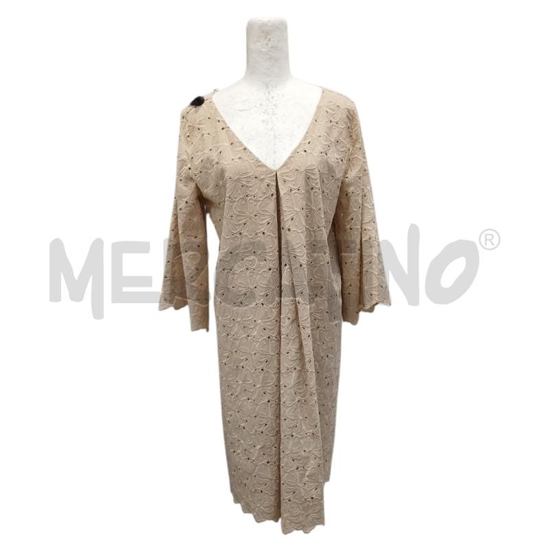 VESTITO DONNA IBLUES BEIGE MOT. TRAFORATO A FIORI COTONE | Mercatino dell'Usato Salerno fratte 1