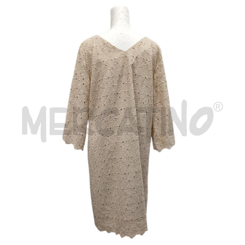 VESTITO DONNA IBLUES BEIGE MOT. TRAFORATO A FIORI COTONE | Mercatino dell'Usato Salerno fratte 2
