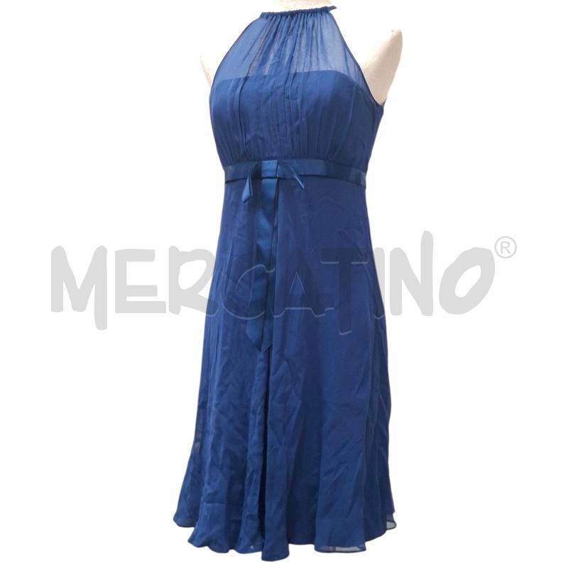 VESTITO DONNA LUISA SPAGNOLI BLU ELETTRICO CON COPRISPALLE PURA SETA | Mercatino dell'Usato Salerno fratte 2